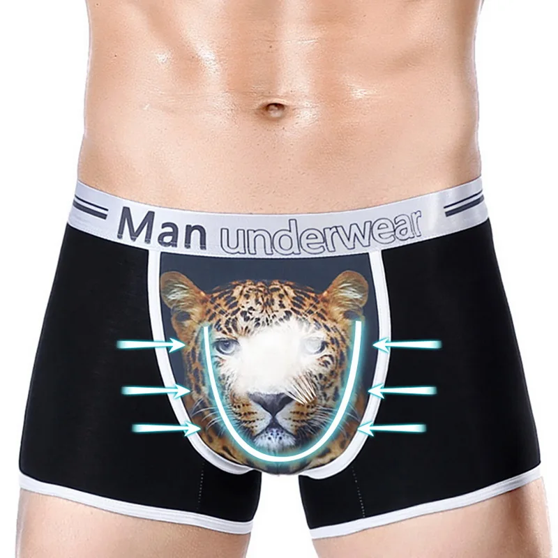 Модное мужское нижнее белье с 3D принтом в виде тигра, боксеры Cueca Masculina, сексуальное качественное нижнее белье, дышащие мягкие боксеры