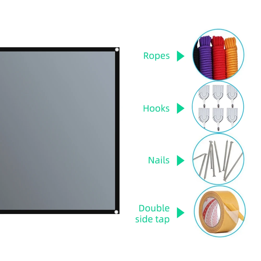 Salange Projector Screen 72 84 100 120 inch 16:9 High Brightness Reflective Meta Home Outdoor Office Portable Projection Screens
