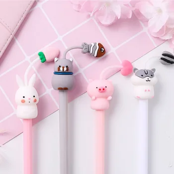 

Creative Cat Hamster Rabbit Pig gel pen Cute 0.5 mm black ink Signature pen Stationery Gift School writing supplies