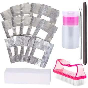 

1 Set 100/200Pcs Nails Enamel Removers Kit Home DIY Manicure Foil Nail Gel Polish Scraper Nail Buffer Nail Brush accessories