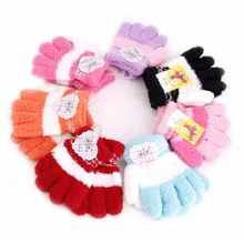 Модные новые детские перчатки для девочек и мальчиков; Мягкие плюшевые перчатки; теплые зимние аксессуары