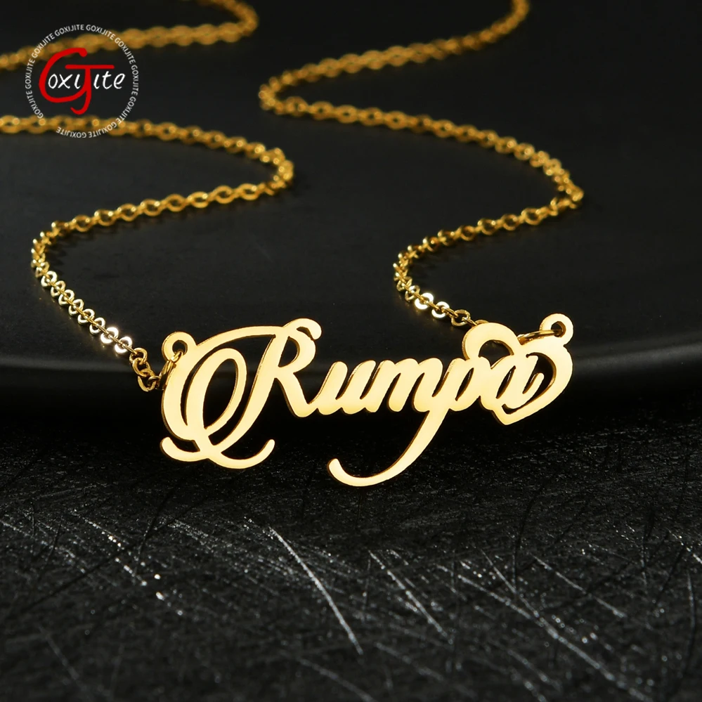 

Goxijite Custom Name Necklace For Women Personalized Stainless Steel Heart Nameplate Choker Girlfriend Birthday Gift
