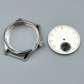 

Corgeut44mm Mens Watch Case Parts 316 Stainless Steel White Sterile Dial Waterproof Fit 6497/st3600 Hand Winding Movement