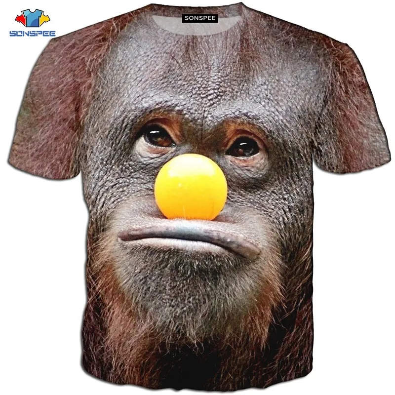 

SONSPEE New Men Animal T Shirt Orangutan/Monkey 3D Print tshirt Men Funny Tees Tops Short Sleeve O-Neck 3D Print Summer Clothes