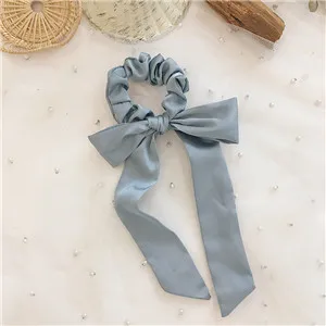 sky blue Женские резинки для волос из твердой ленты с бантом для девушек, резинки для волос в стиле колледжа, держатель для конского хвоста, основные аксессуары для волос - Цвет: sky blue