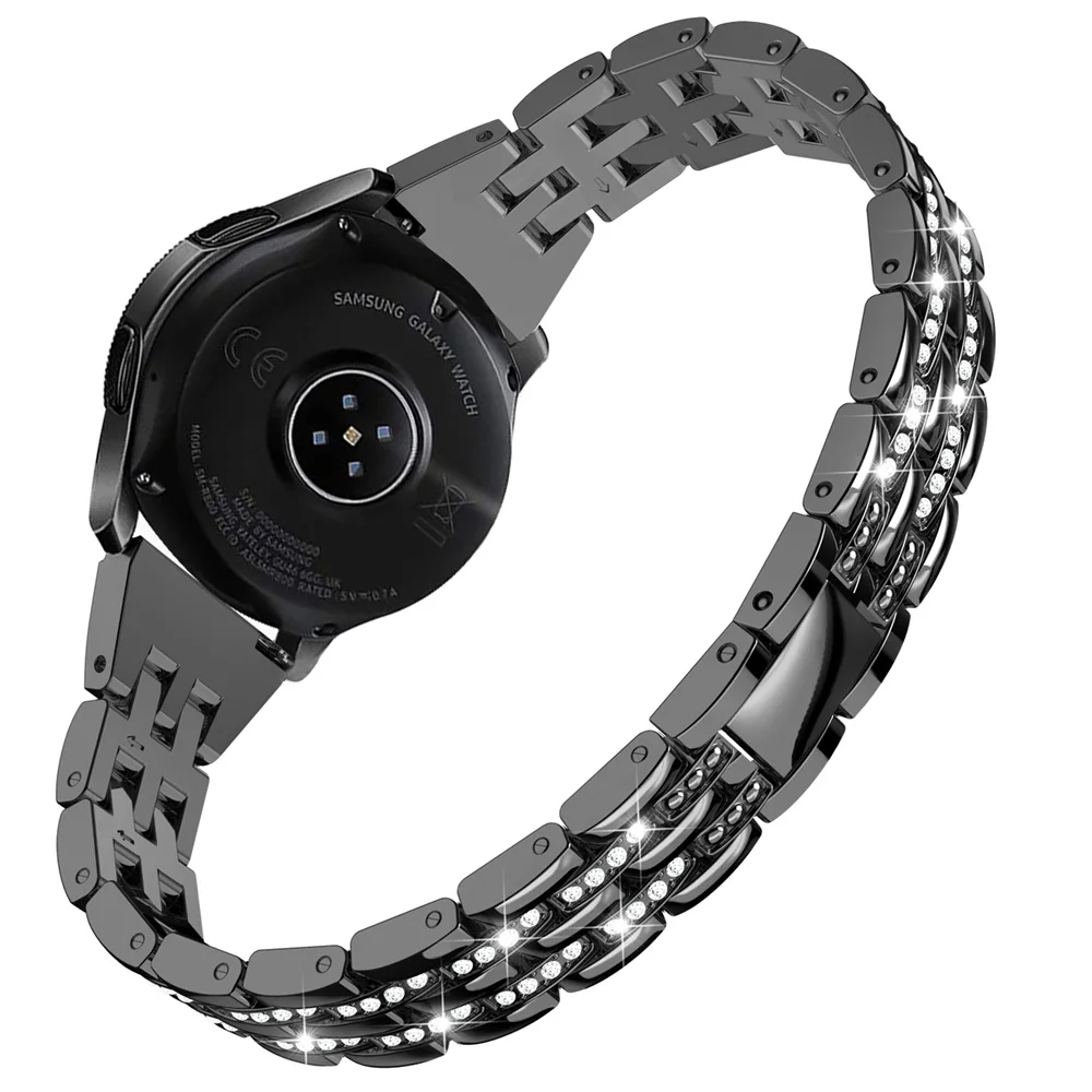 Toyouths металлический браслет с кристаллами и бриллиантами для samsung Galaxy Watch 42 мм, браслет, браслет, женский ремешок для Galaxy Watch Active2 40 мм - Цвет ремешка: Черный