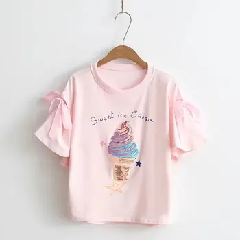 

2018 new summer wear sexy shirt short sleeves students' loose fitting cartoon design round neck bodysuit womens clothing