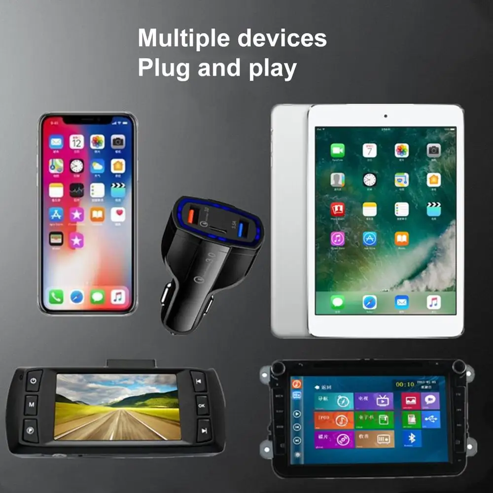 5V 7A QC3.0 автомобильное зарядное устройство двойной USB+ type-c автомобильное быстрое зарядное устройство Быстрая зарядка 3,0 для 12 V/24 V/32 V автомобиль грузовик для внедорожника