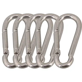

Multifunctional 304 Stainless Steel Spring Snap Carabiner Quick Link Lock Ring Hook M6 60mm Pack of 5
