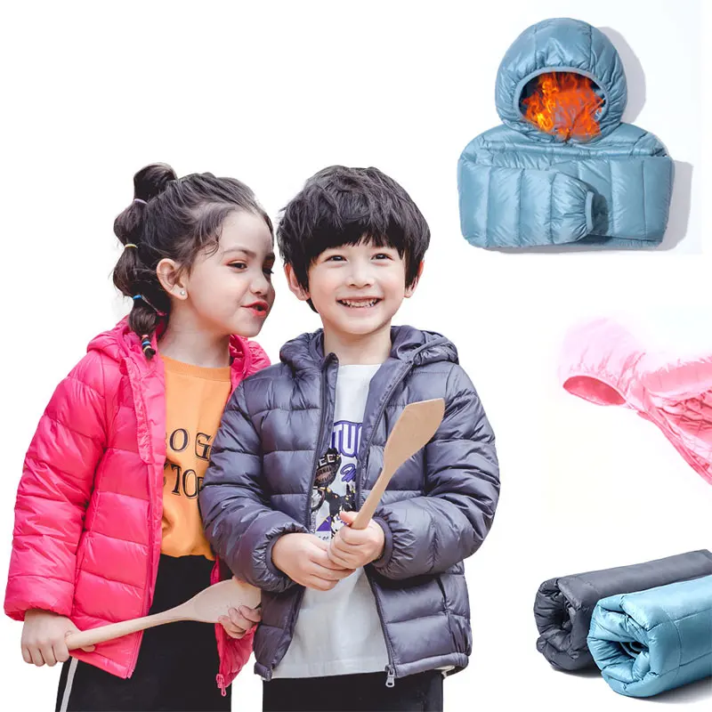 

Baby Girls Boys Parka Light Kids Jacket Hood 90% Duck Down Coat Winter Children Jacket Spring Fall Toddler Outerwear 2-11 Year