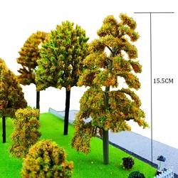 Diorama modelo de árbol de 7 piezas, 6 15cm, escala 1/87HO, pino Banyan Ginkgo, Material de modelo de árbol, mesa de arena, jardín de ciudad, diseño de ferrocarril, bricolaje