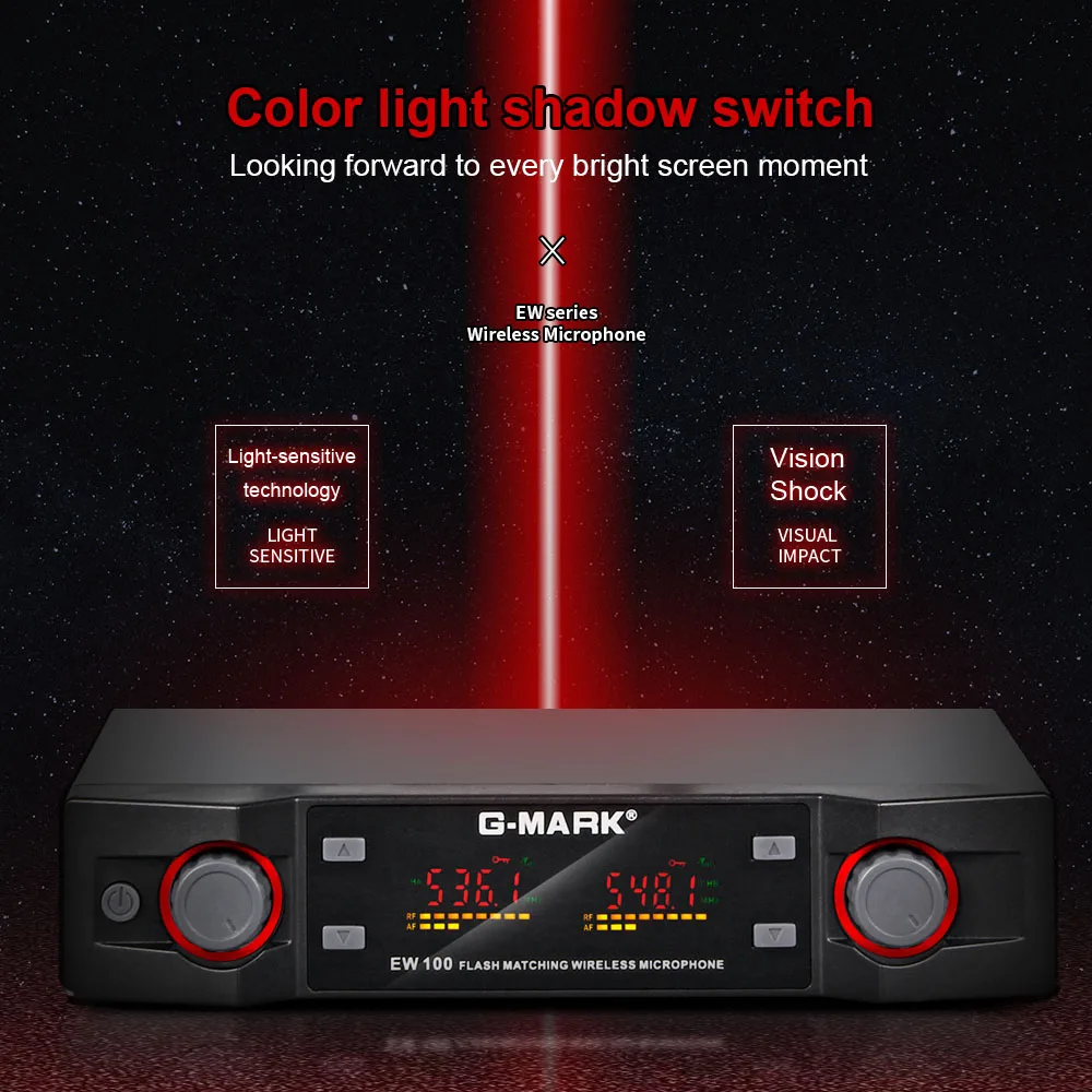 Microfone sem Fio G-mark Karaoke Microfone Handheld Freqüência Profissional Ajustável 80 m Receber Discurso Festa Ew100 Uhf - Image 3