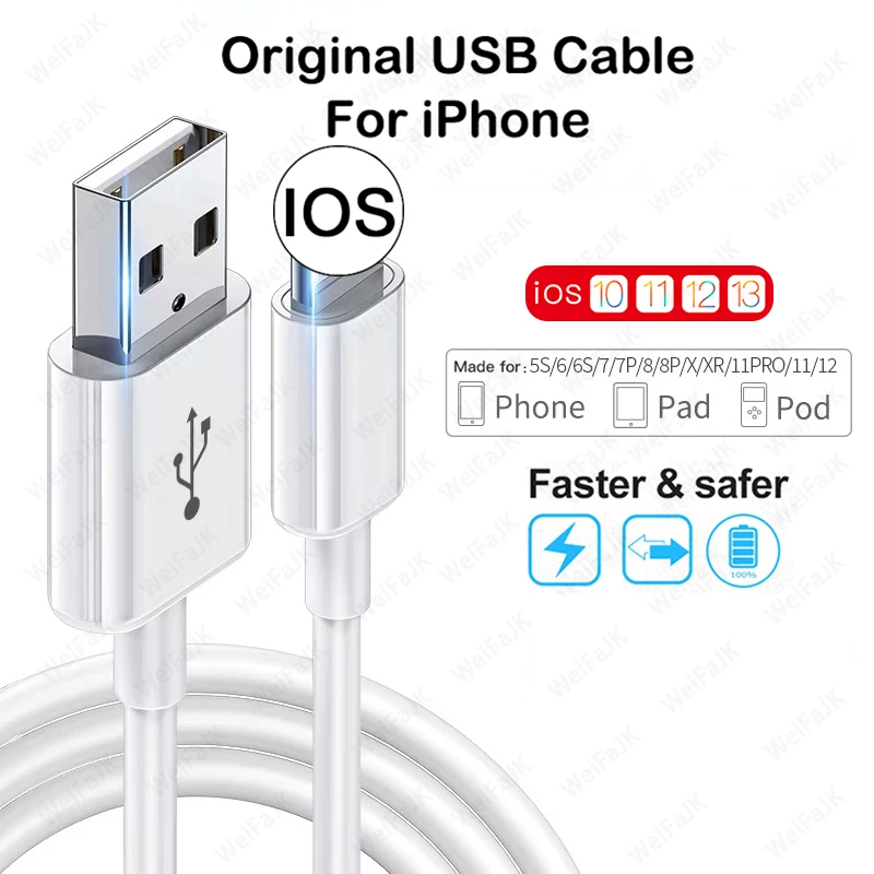 Оригинальный usb-кабель Apple 1 м быстрое зарядное устройство для iPhone 11 12 Pro Max Mini X XS XR 8