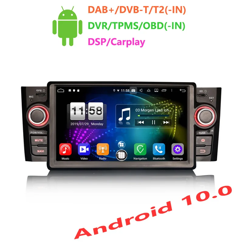 Автомобильный DVD плеер Erisin ES8723L 7 &quot Android 10 0 8 ядер 4 Гб ОЗУ DSP Carplay для Fiat Punto