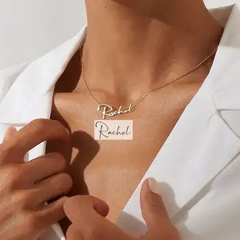 

Actual Handwriting name Necklace Custom personalized names stainless steel Namenskette Necklaces Jewelry festival gift for girls