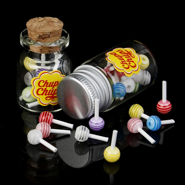 New 1/12 Miniature Food Dessert Sugar Mini Lollipops With Case Holder Candy For Doll House Kitchen Furniture Toys Accessories 3