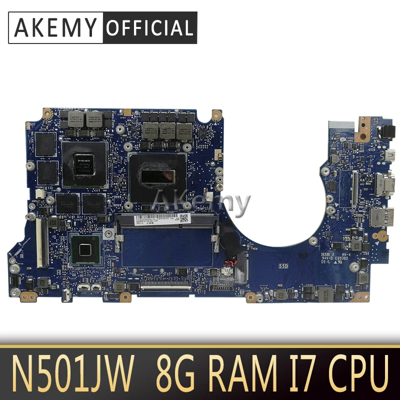 Akemy N501J материнская плата для ASUS N501JW UX501J G501J UX50JW FX60J ноутбука 8G RAM rev2.1 I7 cpu PM |