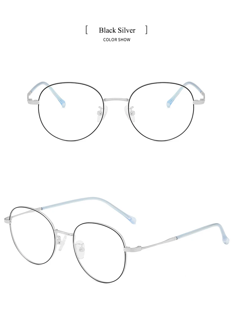 New trend small round frame flat mirror retro metal eyeglass frame personality fashion can be equipped with myopia glasses frame
