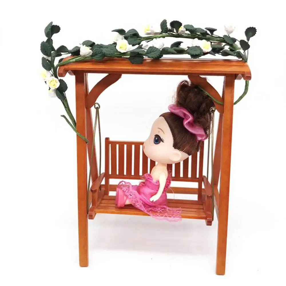 1/12 Simulation Fake Rose Flower Branch Garland Doll House Garden Ornaments