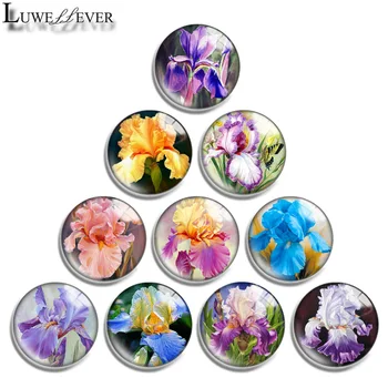 

10mm 12mm 16mm 20mm 25mm 30mm 649 France Iris Mix Round Glass Cabochon Jewelry Finding 18mm Snap Button Charm Bracelet