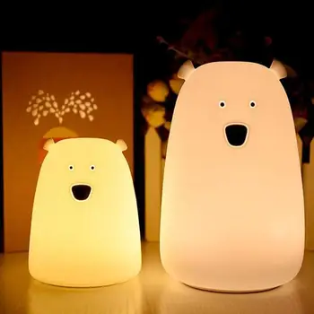 

Bear LED Night Light Colorful Silicone Nursery Lamp for Kids Children Babies