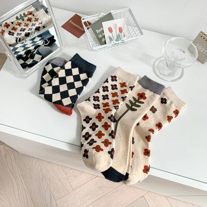 

Носки женские хлопковые, осенне-зимние, дышащие, в японском стиле