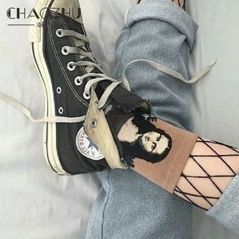 

CHAOZHU 200 Needles Cotton Knitting Women Fashion Art Oil Painting Aesthetic Artist Creative Socks Street Snap Character