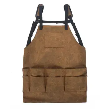 

1 PCS Multi-pocket multi-functional work apron over wax canvas tool apron barbecue anti-dirty wear apron with Pockets