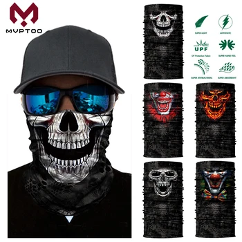 

3D Seamless Skull Clown Magic Neck Motorcycle Racing Motocross Ghost Skeleton Head Guard Biker Scarf Tube Sun Bandana Men Women