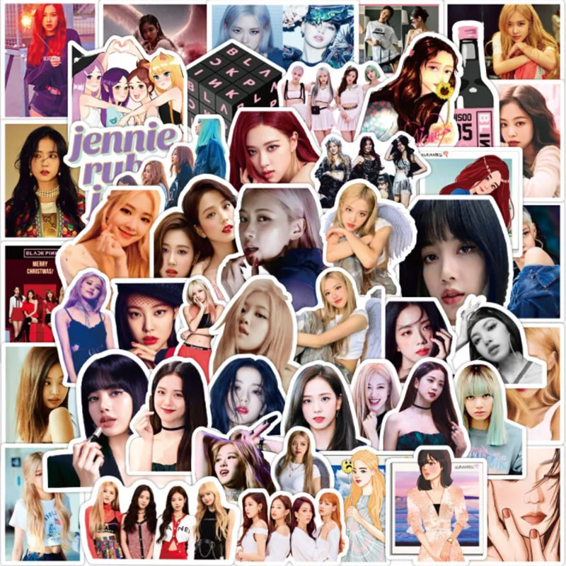 10/30/50pcs Korean Girl Group Star Graffiti Stickers Waterproof Skateboard Travel Suitcase Idol Popularity Phone Laptop Luggage korean summer 3 inch photocard holder hollow out photo album girl one grid idol small card storage booklet student cards booklet