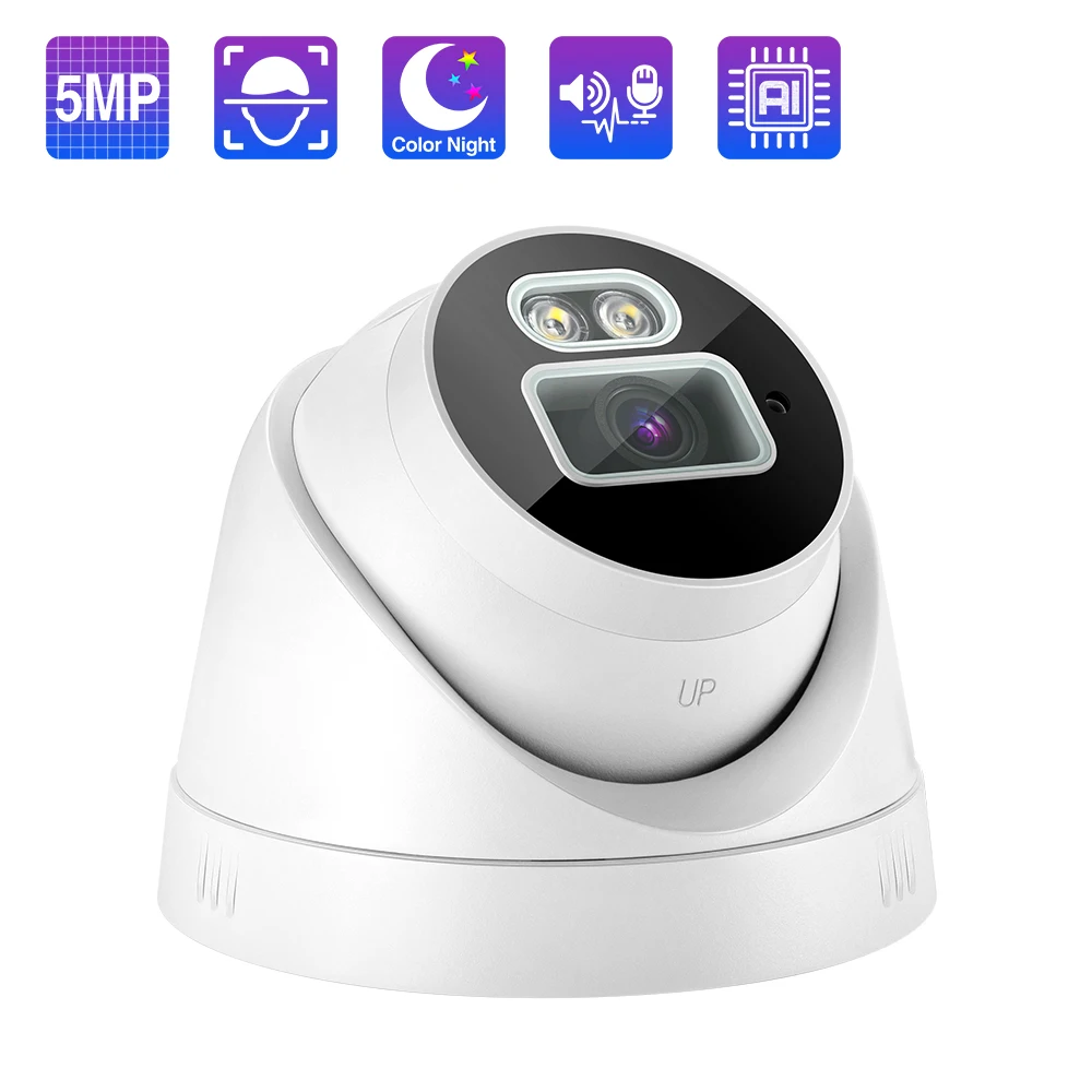 Photo Product Techage 5MP POE IP Camera for Security System Smart AI Full Color Night Two-way Audio Record Indoor CCTV Video Surveillance Kit