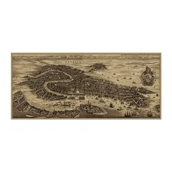 Affiche de carte peinte à la main Vintage de venise, grande taille, 1650x31cm, 70.5 dessins, décoration de la maison, Bar, café, Pc001 