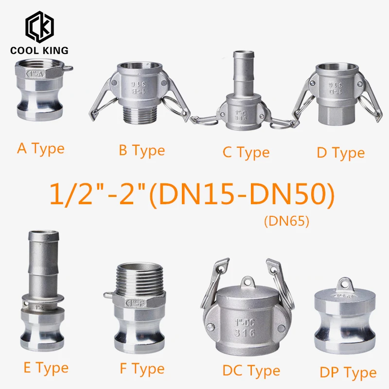 DN15-DN50 Fitting-Adapter Homebrew Camlock Quick-Disconnect Barb MPT Stainless-Steel