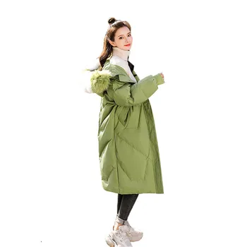 

Long Section Loose Down Cotton Jacket 2019 New Winter Fur Collar Parkas Female Thick Warm Over The Knee Cotton Outerwear YH565