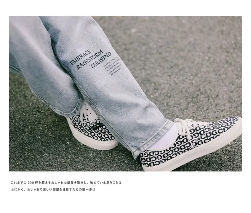 Hong Kong стиль High Street ins новые брюки с буквенным принтом Модные свободные джинсовые универсальные повседневные брюки мужские и wo мужские