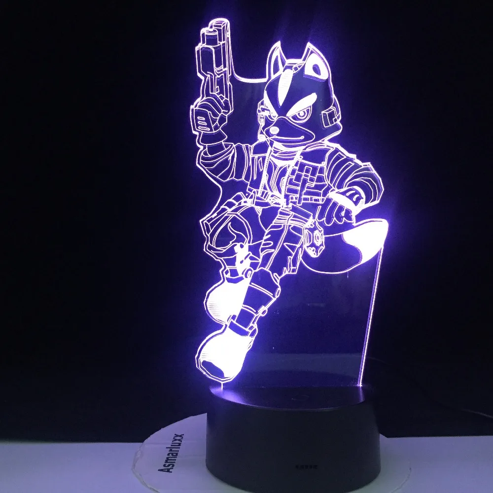 Starfox 3D Настольная лампа с USB сенсором, 7 цветов, меняющаяся фигурка лисы, декоративная лампа для детей, подарок для малышей, праздничное предложение