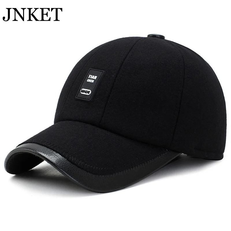 JNKET осенне-зимняя мужская бейсболка теплые бейсболки с ушами головной убор для