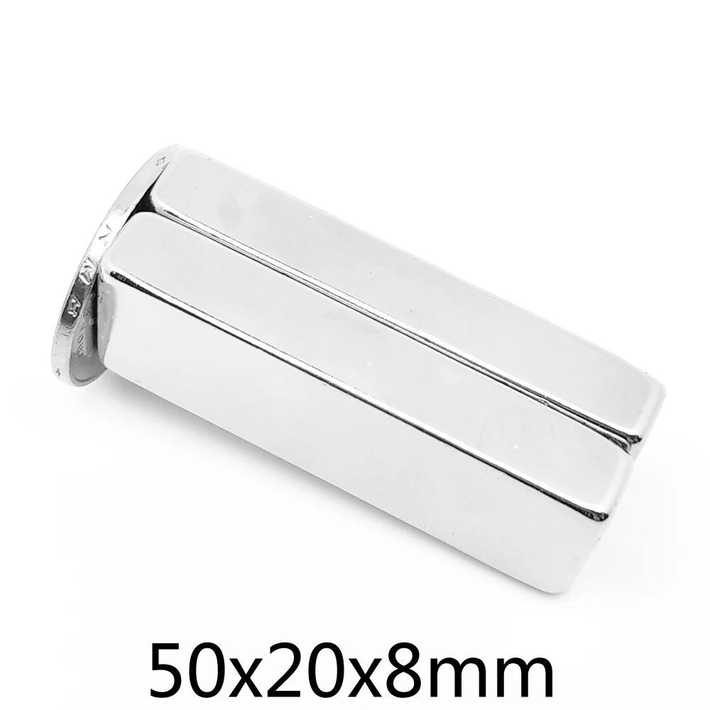 

1/2/5PCS 50x20x8mm Block Super Powerful Strong Magnetic Magnets Sheet N35 Quadrate Big Permanent NdFeB Magnet 50x20x8 50*20*8