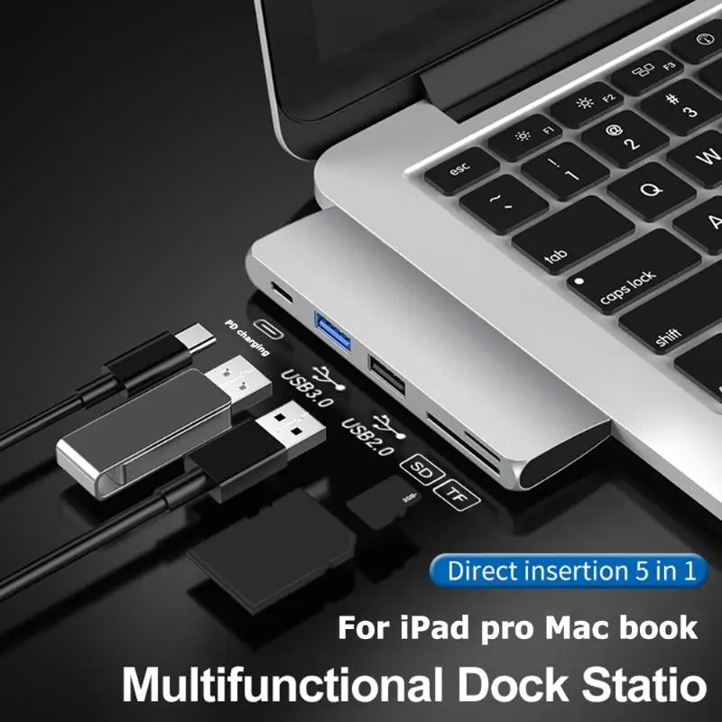 5 в 1 USB C концентратор тип-c к USB3.0/USB2.0/PD/TF/карта памяти адаптер конвертер ноутбук Ducking станция для компьютера ноутбук
