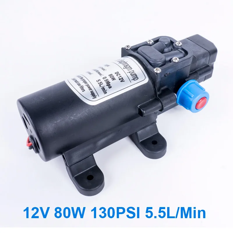 Pressure switch type DC 12 В 80 Вт 5,5л/мин сельскохозяйственный Электрический водяной насос черный микро высокого давления мембранный Водяной распылитель Автомойка 12 В 0,9мпа - Напряжение: Pressure switch type