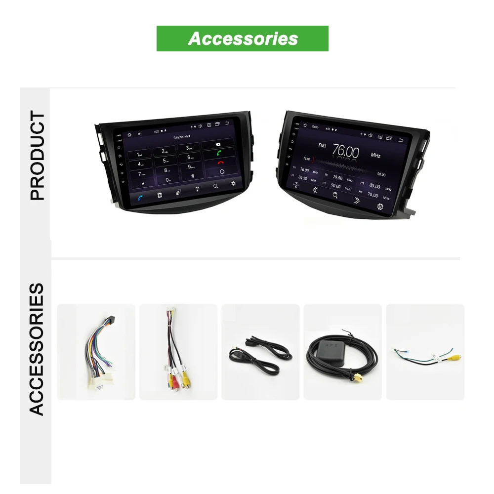 Excellent Bonroad  Android 9.0 Car multimedia playr for Toyota rav4 2007 2008 2009 2010 2011 Car DVD GPS Navigation palyer Ram 2G Rom16G 4
