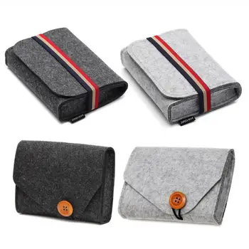 

Portable Power Bank Storage Bag 2 Color Mini Felt Adapter Pouch For USB Data Cable Mouse Home Travel Electronic Gadget Organizer