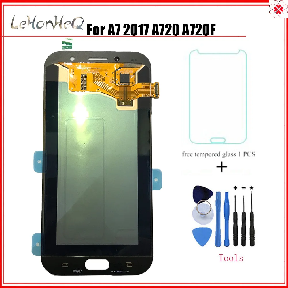 5," AMOLED lcd для Samsung Galaxy A7 A720 A720F SM-A720F ЖК-дисплей с сенсорным экраном дигитайзер сборка