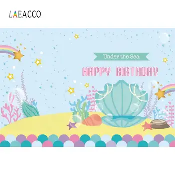

Laeacco Happy birthday Undersea world Background coral Stars Party Photography Customizable Backdrop For Photo Studio