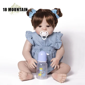 

55cm Full Silicone Body Reborn Baby Doll Toy For Girl Vinyl Newborn Princess Babies Bebe Bathe Accompanying Toy Birthday Gift