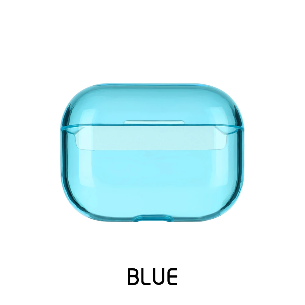 Transparent blue Прозрачный чехол для Airpods Pro, Жесткий Чехол для ПК, защитный чехол для Airpods 3, коробка для зарядки, аксессуары, коробка для зарядки, прозрачная крышка - Цвет: Transparent blue