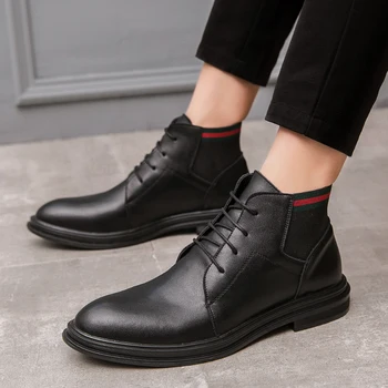 

men casual ankle boots lace-up genuine leather shoes flat shoe outdoor cowboy shorts boot zapatos de hombre chaussure homme bota