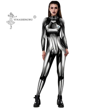 

Anime Cosplay Costume Woman Metroid Superhero Galaxy Warrior Adult Jumpsuit Halloween Zentai Bodysuit Black Samus Aran Rompers