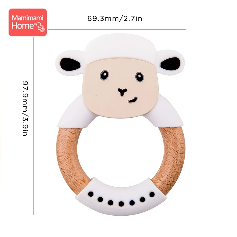 Mamihome Baby Wooden Teether Animal Ring Silicone Rodent Beech Wooden Blank Rabbit Ears baby products Toys Pacifier Pendant Gift
