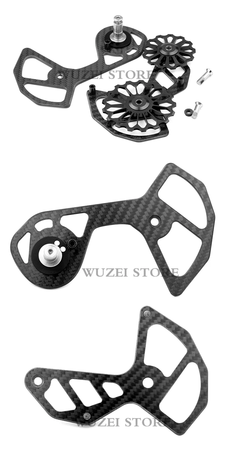 WUZEI MTB Bike Carbon Fiber Ceramic Rear Derailleur17T Pulley Guide Wheel for SHIMANO R6800 R7000 R8000 R9100 Bicycle Derailleur